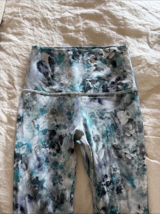 lululemon Pants - Lululemon Teal Gray Floral High-Waist Leggings